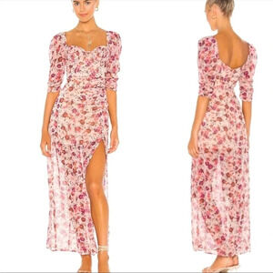 For Love & Lemons Evie Corset Maxi Dress in Tea Rose Pink Cottagecore Size S